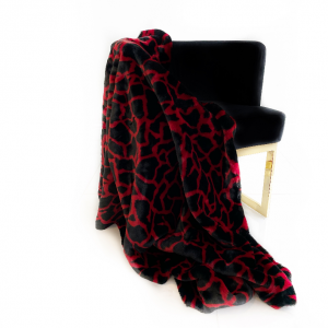 Plutus PBDT1700-96x110T Plutus Red Black Plush Faux Fur Luxury Throw B