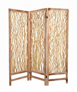 Homeroots.co 274728 1 X 60 X 69 Brown 3 Panel Wood Foldable  Screen