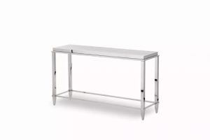 Homeroots.co 283430 34 Stainless Steel And Glass Console Table