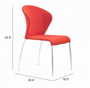 Zuo 100041 Oulu Dining Chair (set Of 4) Tangerine