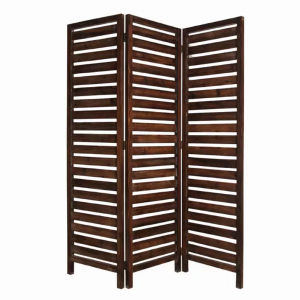 Homeroots.co 274852 1 X 63 X 72 Brown 3 Panel Solid Wood Fortress  Scr