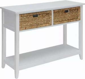 Homeroots.co 286385 44 X 16 X 28 White Solid Wood Leg Console Table