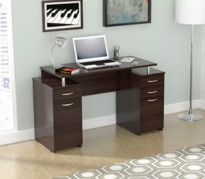 Homeroots.co 249794 Espresso Finish Wood Computer Desk With Four Drawe