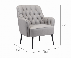 Zuo 109097 Tasmania Accent Chair Gray