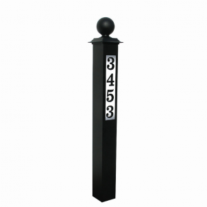 Qualarc LAP-4X4-S4 Lighted Address Post With Decorative Large Ball Fin