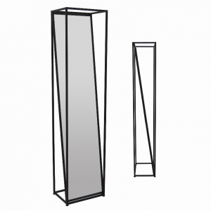 Plutus PBTH94667 Metal Floor Mirror In Black Metal