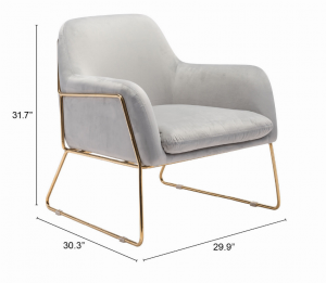 Zuo 101115 Nadir Arm Chair Gray  Gold