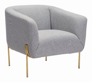 Zuo 101259 Micaela Arm Chair Gray  Gold