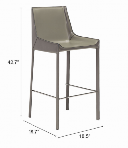 Zuo 100646 Fashion Bar Chair (set Of 2) Gray