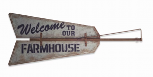 Melrose 70699DS Welcome To Our Farmhouse Wall Plaque 48x19.5h Metal