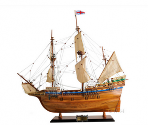 Old T332 Mayflower Model Ship With Wooden Base