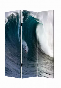 Homeroots.co 274862 1 X 48 X 72 Multi Color Wood Canvas Wave  Screen