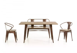 Homeroots.co 282882 30 Steel And Wood Dining Table