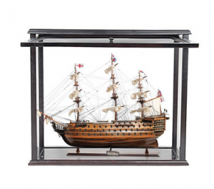 Old T033B H.m.s. Victory Midsize-scaled Model Ship With Display Case W