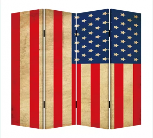 Homeroots.co 274693 1 X 84 X 84 Multi Color Wood Canvas American Flag 