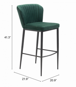 Zuo 101104 Tolivere Bar Chair (set Of 2) Green