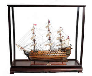 Old T033A H.m.s. Victory Midsize-scaled Model Ship With Display Case