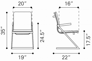 Zuo 215210 Lider Plus Conference Chair (set Of 2) Black