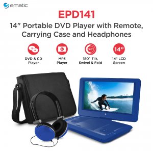 Ematic EPD141BU 14 Portable Dvd Player Blue