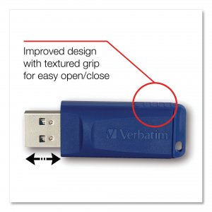 Verbatim 97086 Usb Flash Drive, , 2gb, Usb 2.0, Blue, Taa