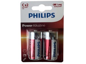 Bulk BA016 Philips Power Alkaline 2 Pack C Battery