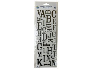 Bulk AC060 Silver Foil Alphabet Letter Stickers Set