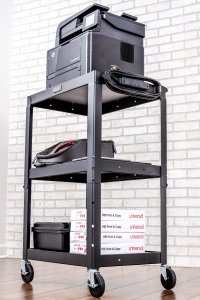 Luxor AVJ42 Adjustable Height Black Metal Av Cart