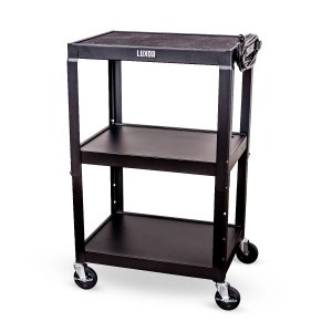 Luxor AVJ42 Adjustable Height Black Metal Av Cart