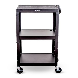 Luxor AVJ42 Adjustable Height Black Metal Av Cart