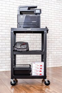 Luxor AVJ42 Adjustable Height Black Metal Av Cart