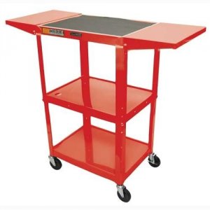 Luxor AVJ42DL-RD Adjustable-height Steel Av Cart - Drop Leaf Shelves