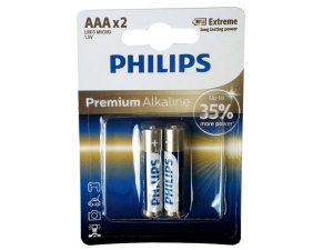 Bulk BA018 Philips Premium Alkaline 2 Pack Aaa Battery