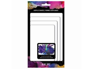 Bulk CH912 Brea Rose 4 Piece Acrylic White Recangle Shapes In Assorted