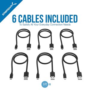 Sabrent CB-UM61 6pk 22awg Premium 1ft Micro Usb