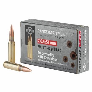 Ppu PPRM762 7.62x51 Rangemaster Fmjbt145gr Ammo 20 Rounds