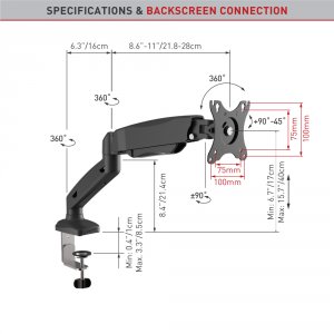 Barkan M121P Gas Spring Monitor Desk Mount