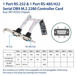 Syba SI-ADA15070 Rs-232 Rs-422485 M.2 B+m Card