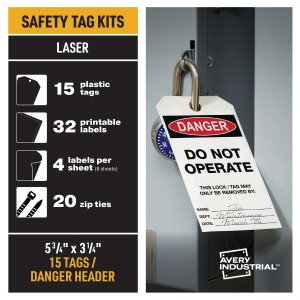 Avery AVE 62404 Averyreg; Ultraduty Hazard Warning Tag Kit - 3.25 Leng