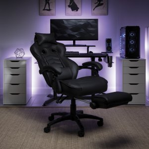 Ofm RSP-110-BLK Respawn Recline Gaming Chrfootrest Blk