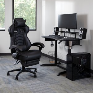 Ofm RSP-110-BLK Respawn Recline Gaming Chrfootrest Blk