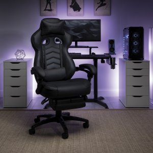 Ofm RSP-110-BLK Respawn Recline Gaming Chrfootrest Blk