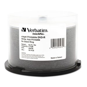 Verbatim 95079 Dvd-r 4.7gb 16x Datalifeplus White Inkjet Printable, Hu