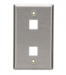 Black WP371 Stainless Steel Wallplate, Keystone, Single-width, 2-punch