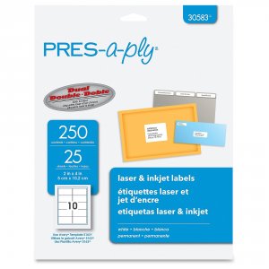 Avery 30583 Pres-a-ply (2 X 4) (white Inkjet) (10 Labelssheet) (25 She