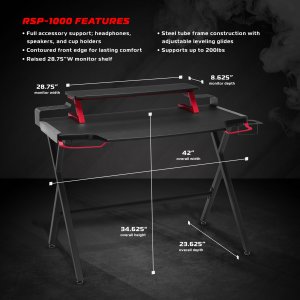 Ofm RSP-1000-RED Respawn Gaming Desk Red