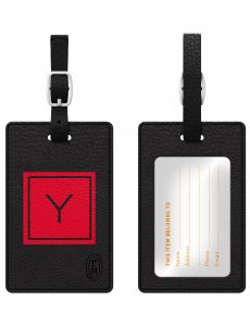 Centon TAGV1BLK-M06F-Y Otm Monogram Black Leather Bag Tag, Inversed, F