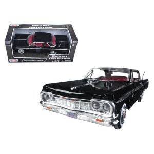 Motormax 73259bk 1964 Chevrolet Impala Black With Red Interior 124 Die