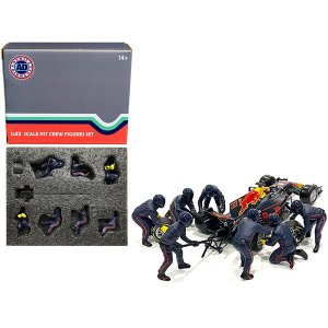 American 38387 Formula One F1 Pit Crew 7 Figurine Set Team Blue Releas