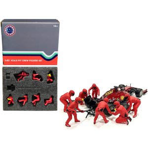 American 38385 Formula One F1 Pit Crew 7 Figurine Set Team Red Release