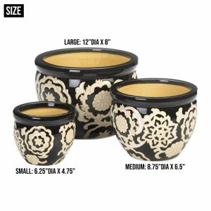 Summerfield 10018723 Floral Nights Ceramic Planter Set